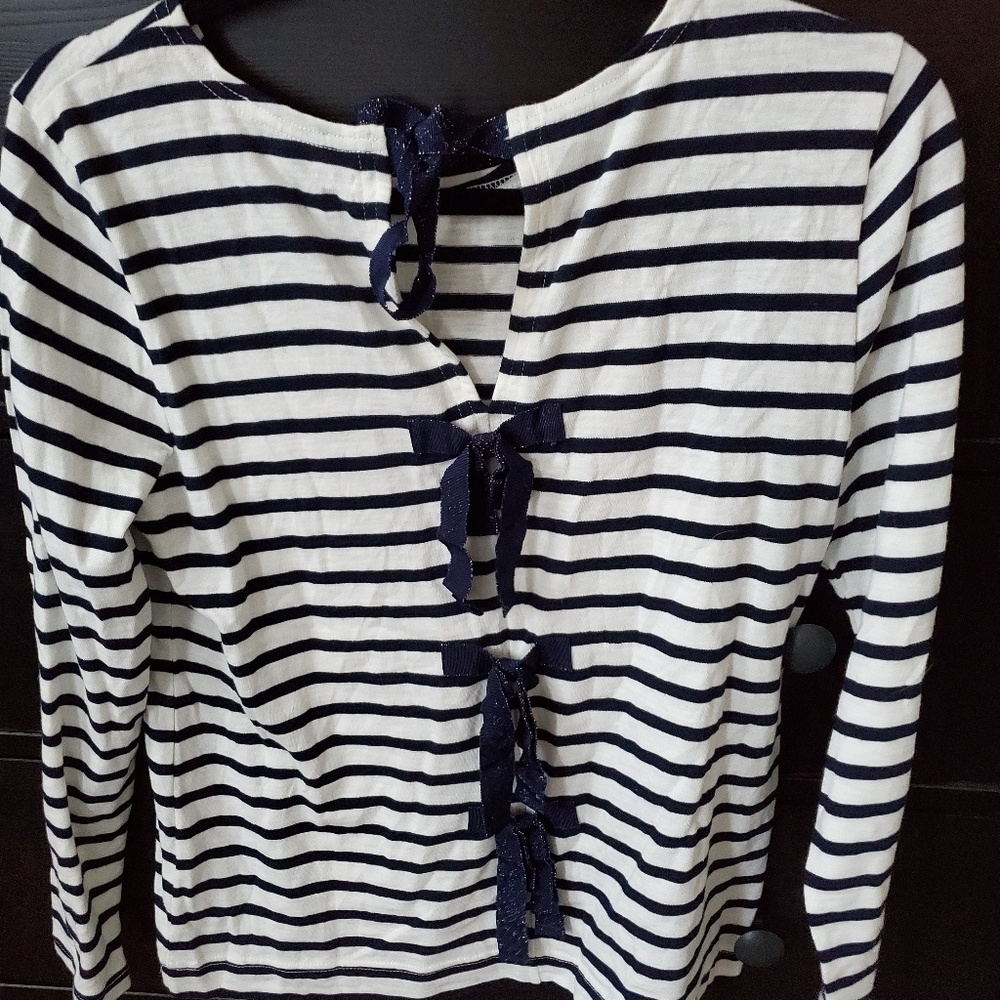 NWT J crew striped top with bow tie back